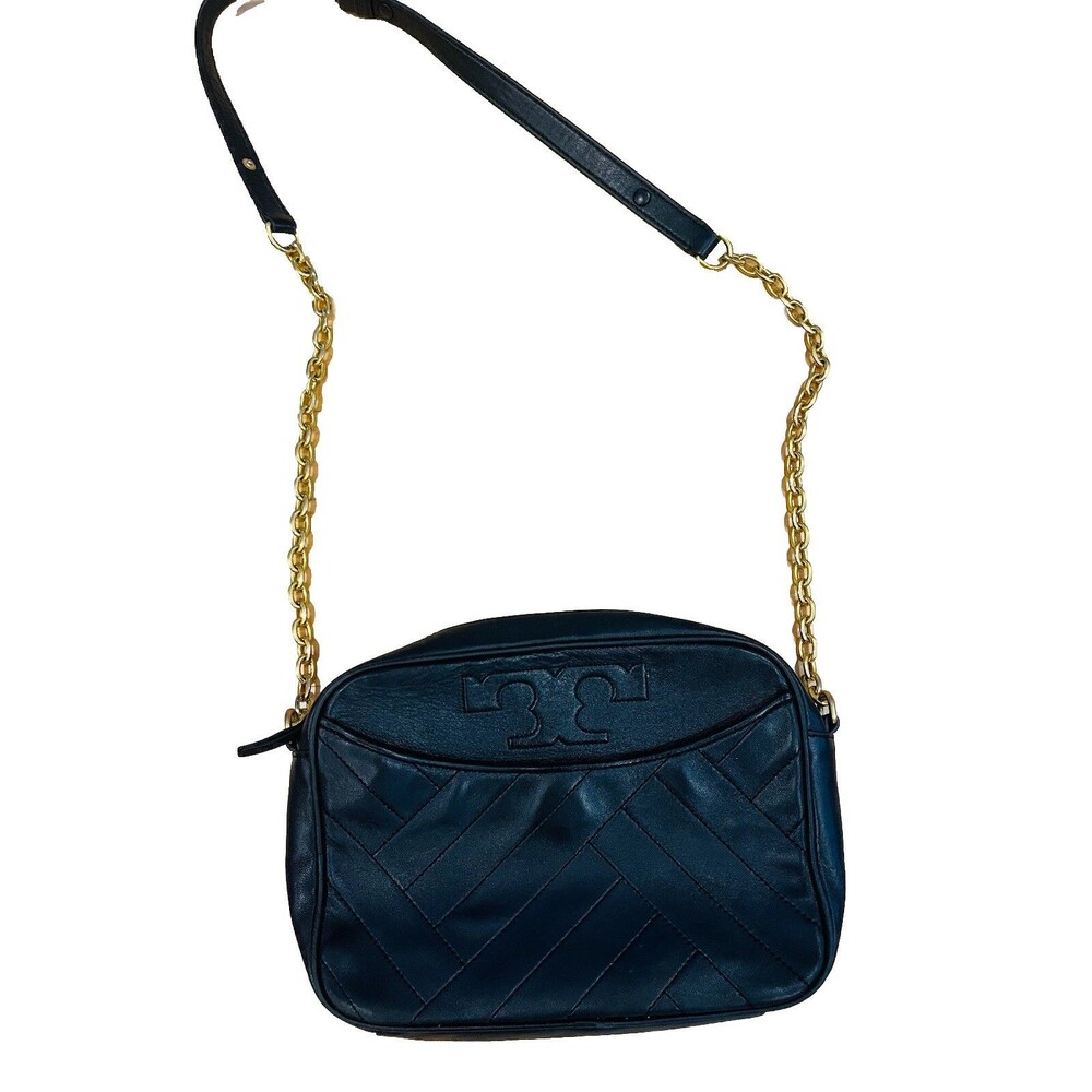 Tory Burch Black Leather Alexa Camera Crossbody Bag